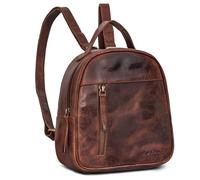 ROYALZ 'Olympia' Petit sac à dos en cuir décontracté Sac à dos pour dames Cuir véritable Elégant Vintage Look City Backpack Mini, Couleur:Marron Cognac Roma