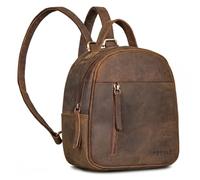 ROYALZ 'Olympia' Petit sac à dos en cuir décontracté Sac à dos pour dames Cuir véritable Elégant Vintage Look City Backpack Mini, Couleur:Nevada Marron