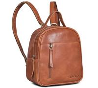 ROYALZ 'Olympia' Petit sac à dos en cuir décontracté Sac à dos pour dames Cuir véritable Elégant Vintage Look City Backpack Mini, Couleur:Texas marron