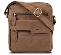 ROYALZ 'Oregon' Sacoche à Bandoulière Petit Homme Cuir Véritable Sac à MainVintage pour Tablette iPad 9,7 Pouces Messager Besace Sac à l'épaule, Couleur:Montana marron