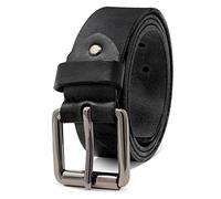 ROYALZ ,Richmond' vintage robuster Herrengürtel aus 4mm Büffelleder, Jeansgürtel mit Schnalle, Couleur:Noir, taille:Tour de taille 105 cm = longueur totale 120 cm