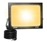 Royana 300W Projecteur Exterieur LED, 30000LM Spot LED Extérieur, 3000K Blanc Chaud IP66 Imperméable Spot LED, Sécurité Floodlight pour Jardin Cour Terrasse Square Usine