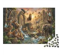 Royaume Animal AfricainPuzzles 1000 Pièces Complet Ruines de la Jungle pour Seniors Relaxation Mentale Amusement par Temps De Pluie 38x26cm/1000pcs
