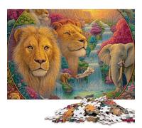 Royaume des Animaux Puzzles en Bois pour Adultes 500 Pièces Décoration Cadeaux d'anniversaire pour Jeux ÉduChatifs Jeu De Défi Familial Relaxation Et Sagesse 500pcs (52x38cm)