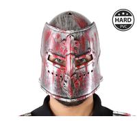 Royaume du Sceau - Casque Médiéval de Chevalier en PVC Rigide Effet Sanglant - Effet Vieilli et Métallique - Pour Costume, LARP, Halloween