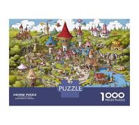 Royaume Fées ContesPuzzle 1000 Pièces en Carton Recyclé,Puzzle Adulte Ville Cartoon Fiestrelaxation Et Méditation pour Se Détendre Après Le Travail,Cadeau d'anniversaire De La Maison Puzzle 70x50cm/