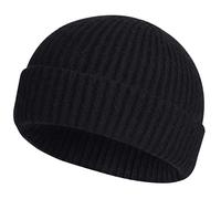 ROYBENS Bonnet de pêcheur Court en Laine tricotée pour Homme et Femme, 1a-Noir, 7 5/8-7 7/8
