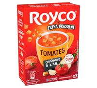 ROYC - Soupe Tomates Gourmande, Croûtons Aillés Saveur Authentique et Conviviale, Boîte 3 Sachets - Lot De 6