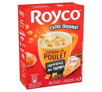 Royco Soupe Suprême de Poulet avec Croûtons au Thym - Lot de 3 Sachets Délicieusement Réconfortants - Le Lot De 4