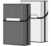 roygra Lot de 2 étuis à cigarettes avec interrupteur magnétique pour homme et femme, accessoires de fumage, boîte en métal et plastique pour fumée (gris + argent, 85 mm)