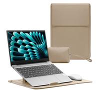 RoYiio 15-16 Pouces Housse pour Laptop PU Cuir Ordinateur Portable avec Stand pour MacBook Air 15" M4/M3/M2, MacBook Pro 16" M4/M3/M2/M1 Pro/Max, 15"-15,6"-16" Ordinateur Portable Case (Beige)