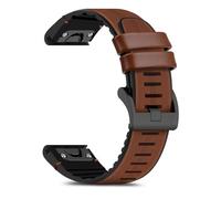 RoYiio Bracelet en Cuir Véritable pour Garmin Tactix 8 47mm/Quatix 8 47mm/Quatix 7 Pro/Fenix 8 47 mm/Fēnix 7Pro/Fēnix 6Pro Bracelet en Silicone pour Fenix E/Epix 2/Descent G2 (Marron, QuickFit 22mm)