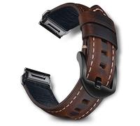 RoYiio Bracelet pour Garmin Fenix 8 47 mm/7 Pro/6 Pro/Quatix 8 47mm/Quatix 7Pro/Tactix 8 47mm Bracelet Rechange en Cuir Ciré à l'huile pour Descent G2/Fenix E/Marq/Epix 2 (QuickFit 22mm, Marron Foncé)