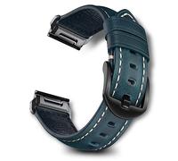 RoYiio Bracelet pour Garmin Fenix 8 47 mm/7 Pro/6 Pro/Quatix 8 47mm/Quatix 7Pro/Tactix 8 47mm Bracelet Rechange en Cuir Ciré à l'huile pour Descent G2/Fenix E/Marq/Epix 2 (QuickFit 22mm, Bleu)