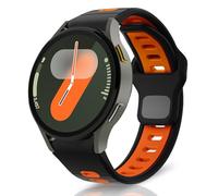 RoYiio Bracelet pour Samsung Galaxy Watch FE 7 6 5 4 Respirant Doux Confortable Sport Silicone Bracelet de Montre pour Samsung Galaxy Watch 6 Classic 5 Pro 4 Classic - Noir Orange