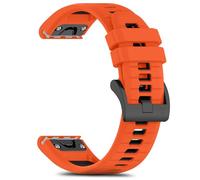 RoYiio Bracelet Silicone pour Garmin Quatix 8 47mm/Quatix 7 Pro/Tactix 8 47mm/Fenix8 47 mm/Fēnix 7Pro/6Pro Bracelets Respirant pour Epix 2/Descent G2/Fenix E (QuickFit 22mm, Orange Noir)