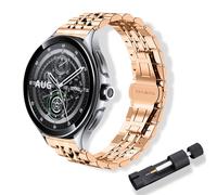 RoYiio Métal Bracelet 22mm pour Xiaomi Watch S4 /S3 /2 Pro /S2 Bracelets Redmi 5 Active/Lite Acier Inoxydable Bracelet Montre pour Garmin Venu 3 /Venu 2 /Vivoactive 4 /Forerunner 265 - Or Rose