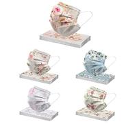 ROYIYI 50Pcs Respirant pour Masque et Confortable à 3 Couches de Bandana Facial Impression Jetable pour Hommes et Femmes Adultes, Anti-poussière et Coupe-Vent avec Protection du Visage (#21, Adultes)