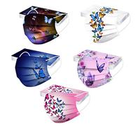 ROYIYI 50Pcs Respirant pour Masque et Confortable à 3 Couches de Bandana Facial Impression Jetable pour Hommes et Femmes Adultes, Anti-poussière et Coupe-Vent avec Protection du Visage (#27, Adultes)