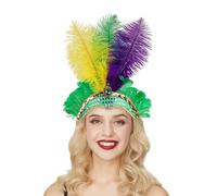 ROYIYI Diadème Samba Serre Tête Plumes et Paillettes Coiffe pour Costume de Mascarade Cosplay Costume pour Danseuse Brésilienne Costume Déguisement Accessoire Soirée à Thème (A)