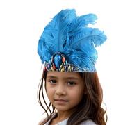 ROYIYI Diadème Samba Serre Tête Plumes et Paillettes Coiffe pour Danseuse Brésilienne Costume Déguisement Accessoire Soirée à Thème Bleu Ciel