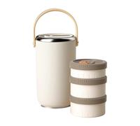 ROYJJ Bocal alimentaire en acier inoxydable 304 avec plusieurs compartiments isolés sous vide - Boîte à déjeuner isotherme - Anti-fuite - Design empilable - Portable - Boîte à benos thermique
