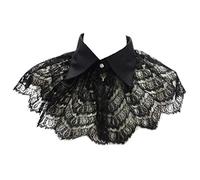 ROYJJ Demi-chemise vintage en dentelle florale au crochet noir avec revers pointu détachable demi chemise châle décoratif ras du cou revers demi chemise détachable