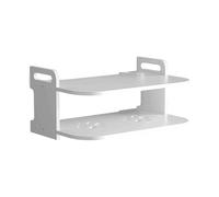 ROYJJ Étagère pour appareils électroniques peu encombrants avec plan de ventilation : fixation par déni de perçage à deux niveaux de rangement et de glissière, deux fils stratifiés