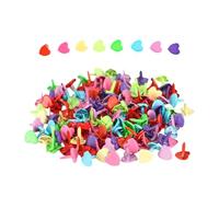 ROYJJ Lot de 100 épingles fendues multicolores en métal - Attaches parisiennes rondes en forme de cœur - Pour loisirs créatifs et scrapbooking - Clous colorés ronds de 2 pieds