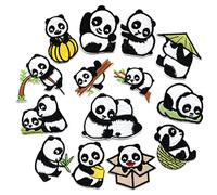 ROYJJ Lot de 14 écussons brodés à repasser pour sac à main, chemise, robe décorative, patch panda thermocollant
