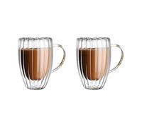 ROYJJ Lot de 2 tasses en verre borosilicate double couche résistantes à la chaleur et faciles à nettoyer pour un usage quotidien à la maison ou au travail