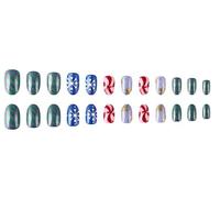 ROYJJ Lot de 24 faux ongles courts pailletés à coller sur les ongles de Noël