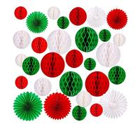 ROYJJ Lot de 30 éventails en papier à suspendre pour Noël, Halloween