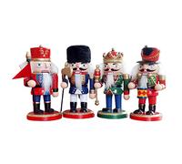 ROYJJ Lot de 4 figurines en bois Soldat Roi Marionnette de Noël