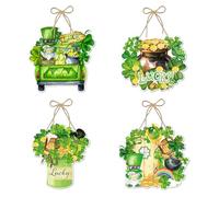 ROYJJ Lot de 4 panneaux de porte en papier à suspendre pour fête irlandaise