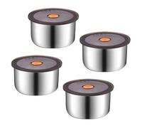ROYJJ Lot de 4 récipients alimentaires en acier inoxydable avec couvercle en silicone anti-fuite pour manger en voyage