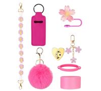 ROYJJ Lot de 8 décorations de tasse à boisson avec couvercle en paille à breloques florales, manchon isolant, accessoire de cuisine