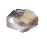 ROYJJ Plateau de service en verre ondulé fabriqué à la main - Assiette à apéritif contemporaine pour présentation de fromages de fruits et de divertissement à la maison - Assiette à salade en verre