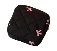 ROYJJ Sac de rangement pour serviettes hygiéniques avec nœud papillon facile à transporter - Essentiel pour les voyages d'affaires et les vacances - Pochette tendance pour soins personnels, Noir
