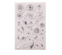 ROYJJ Tampon fleur en silicone transparent fait à la main pour projets de cartes de vœux de Noël, Nouvel An, décoration de cartes de vœux, tampons transparents, poches de rangement