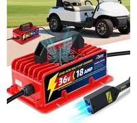 Roykaw Chargeur de batterie de chariot de golf 18 A 36 V compatible avec les modèles électriques EZGO TXT, chargeur de batterie au plomb avec prise de type D, remplacement pour chargeur de chariot de