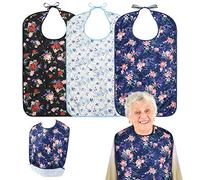 Roylvan Bavoir Adulte, Lot de 3 Bavoirs à Plaid Imperméables Réutilisables Réglables pour Hommes Femmes, Protecteurs de Vêtements Lavables avec Boutons-Pression pour Adultes - Bleu & Blanc & Noir