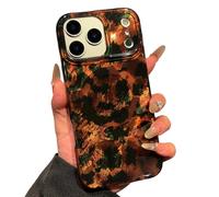 RoyMonkey Coque magnétique tortue pour iPhone 17 Pro Max [compatible avec Magsafe] - Esthétique brillant imprimé léopard ambre - Coque de protection irisée antichoc marron noir