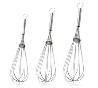 Royomal Lot de 3 fouets en acier inoxydable - Fouet mélangeur en acier inoxydable - 3 pièces - Contient 25 cm, 22 cm, 17 cm - Fouet à main - Pour mélanger, fouetter, mousser, mélanger