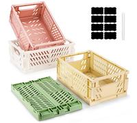 Royouzi Lot de 4 boîtes de rangement pliantes (25 x 16,5 x 10 cm) - Boîtes de rangement empilables pour cuisine, salle de bain, bureau, chambre à coucher, salle de classe, armoire, tiroir