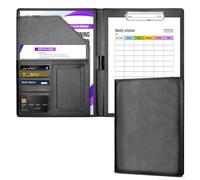 Royouzi Porte Documents A4 Porte Bloc A4 Avec Pince Porte Document Homme Femme Avec Chemise, Porte-Stylos, Couverture à CharnièRe, Scellable Parfaite Chemise De Bureau Et De ConféRence