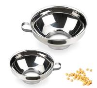 Roysmart Entonnoirs en acier inoxydable - Lot de 2 - Large ouverture - Pour confitures, liquides, huiles, haricots - Facile à nettoyer - Argenté