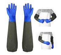 Roysmart Gants de bassin longs, imperméables, résistants aux solutions acides et alcalines, en polyuréthane, résistants aux acides et aux alcalis, bleu