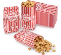 Roysmart Lot de 100 sachets à pop-corn, 9 x 21 cm, petits sacs à pop-corn, sacs en papier, sacs de fête, sacs à popcorn à rayures rouges et blanches, boîtes à pop-corn pour cinéma, fête d'anniversaire