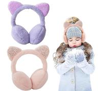Roysmart Lot de 2 cache-oreilles d'hiver pour enfants - Cache-oreilles doux et réglables - Protection contre le froid - Pour les activités de plein air en hiver (rose et violet)